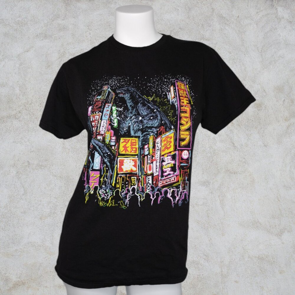 Godzilla City Building Scene Black T-Shirt/Tee Mens Unisex Bright Tokyo